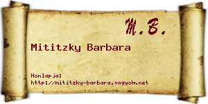 Mititzky Barbara névjegykártya